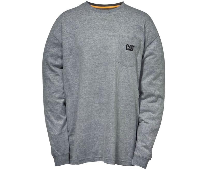 Caterpillar Trademark Pocket Long Sleeve Sweatshirt Herre Mørke Grå | CFTJZ-5103