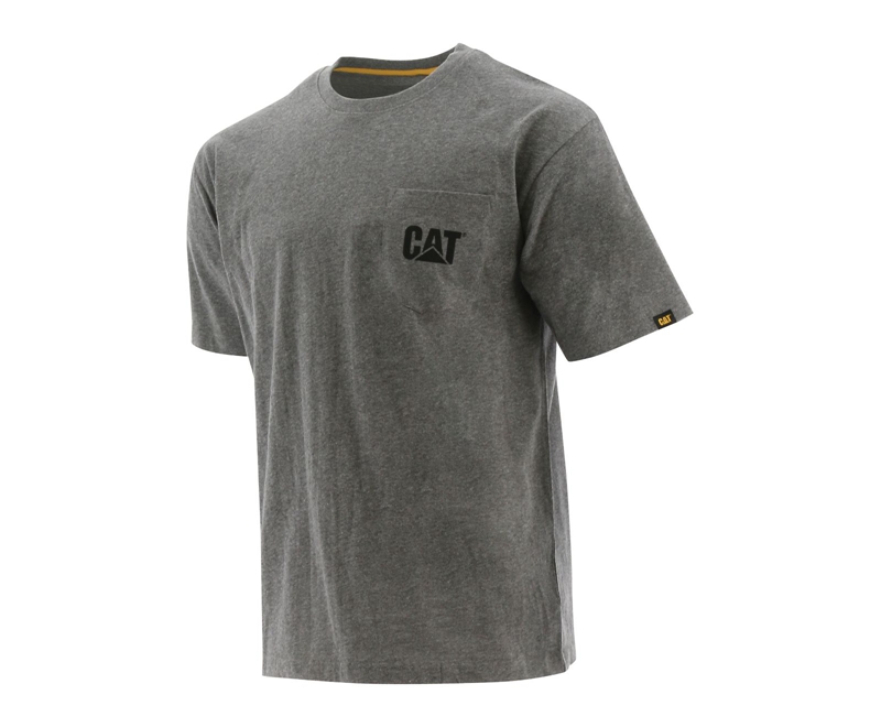 Caterpillar Trademark Pocket T-skjorte Herre Mørke Grå | VPIUE-8075