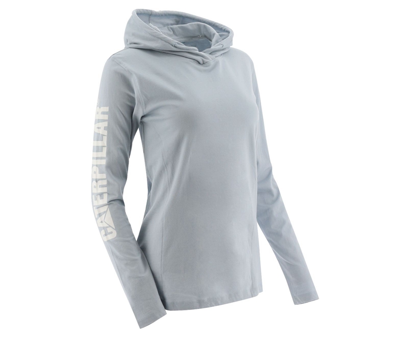 Caterpillar UPF Hette Banner Long Sleeve Sweatshirt Dame Blå | ODBGT-0831