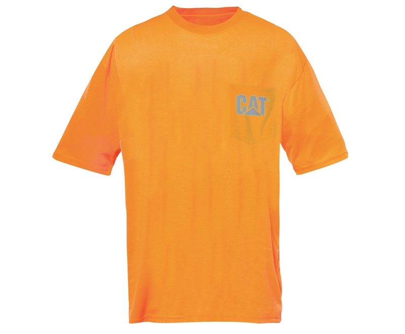 Caterpillar Hi-Vis Trademark Pocket T-skjorte Herre Oransje | AVYQO-2789