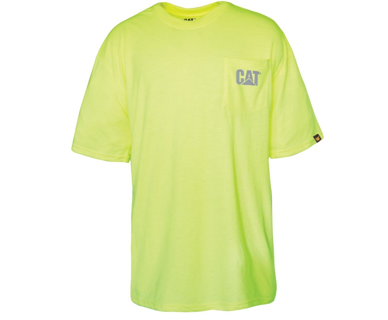 Caterpillar Hi-Vis Trademark Pocket T-skjorte Herre Gul | XDSPQ-3826