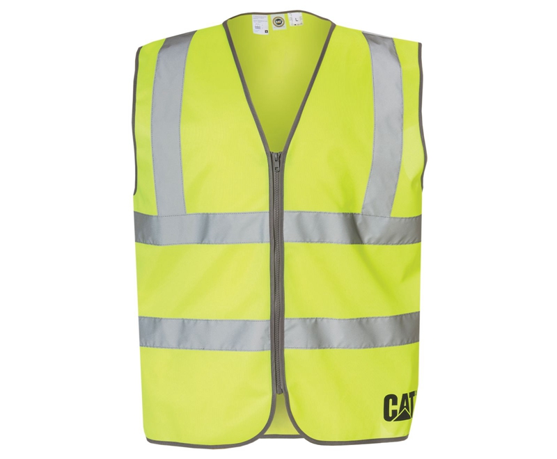 Caterpillar Hi-Vis Zip Vest Herre Lyse Gul | FUOGV-5824