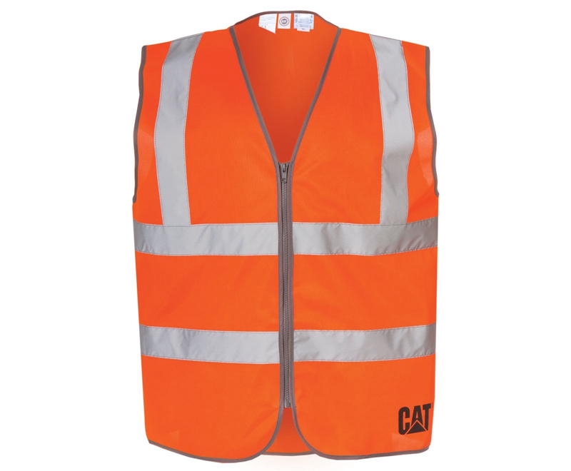 Caterpillar Hi-Vis Zip Vest Herre Oransje | XHDMB-4918