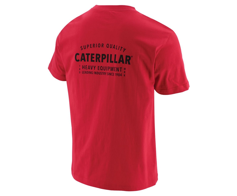 Caterpillar Quality Trademark T-skjorte Herre Rød | AXMRP-2813