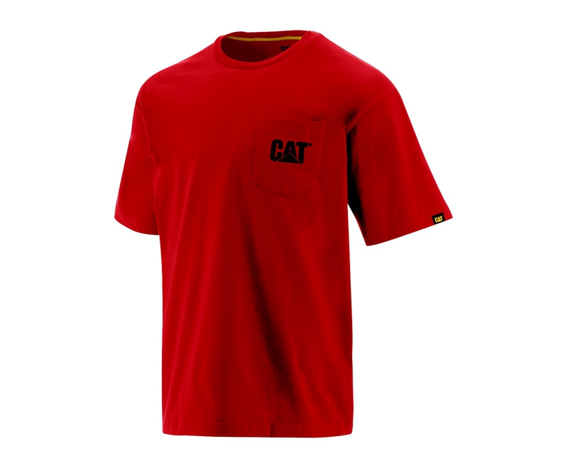 Caterpillar Trademark Pocket T-skjorte Herre Rød | SZYED-6280